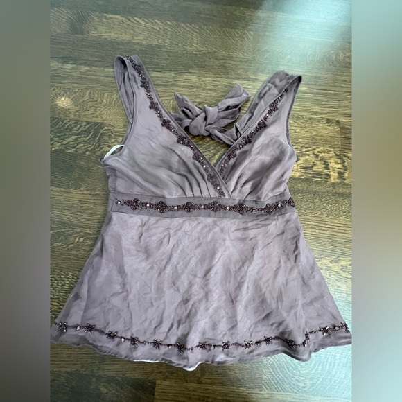 TED BAKER Silk purple Beaded sleeveless blouse size - Picture 6 of 13